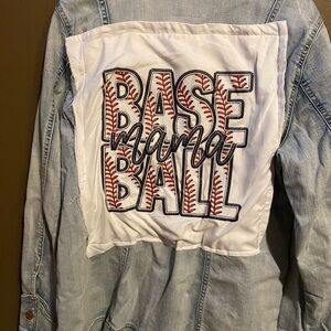 Hand designed baseball mama denim jacket size large